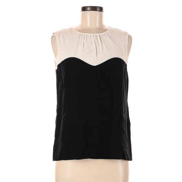 Kate Spade Jamie 100% Silk Colorblock Sleeveless Blouse in Cream/Black Luxury - Picture 8 of 8